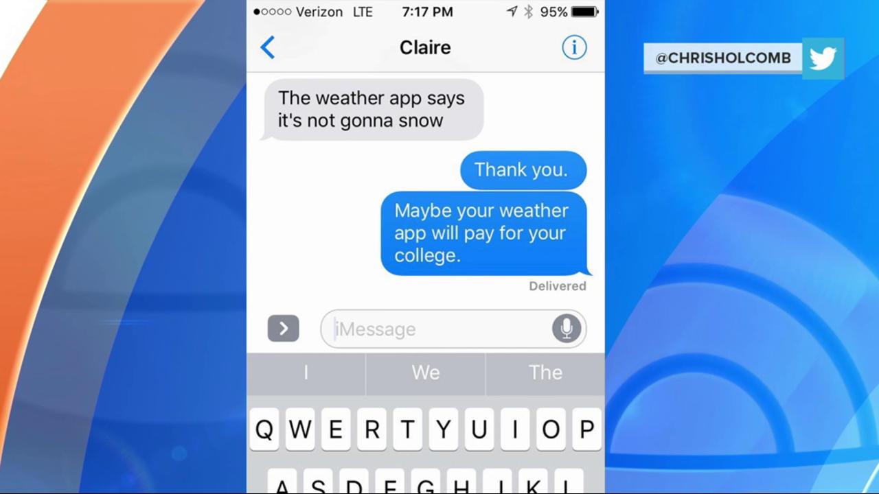 Weatherman zings his teen daughter after her app contradicts him