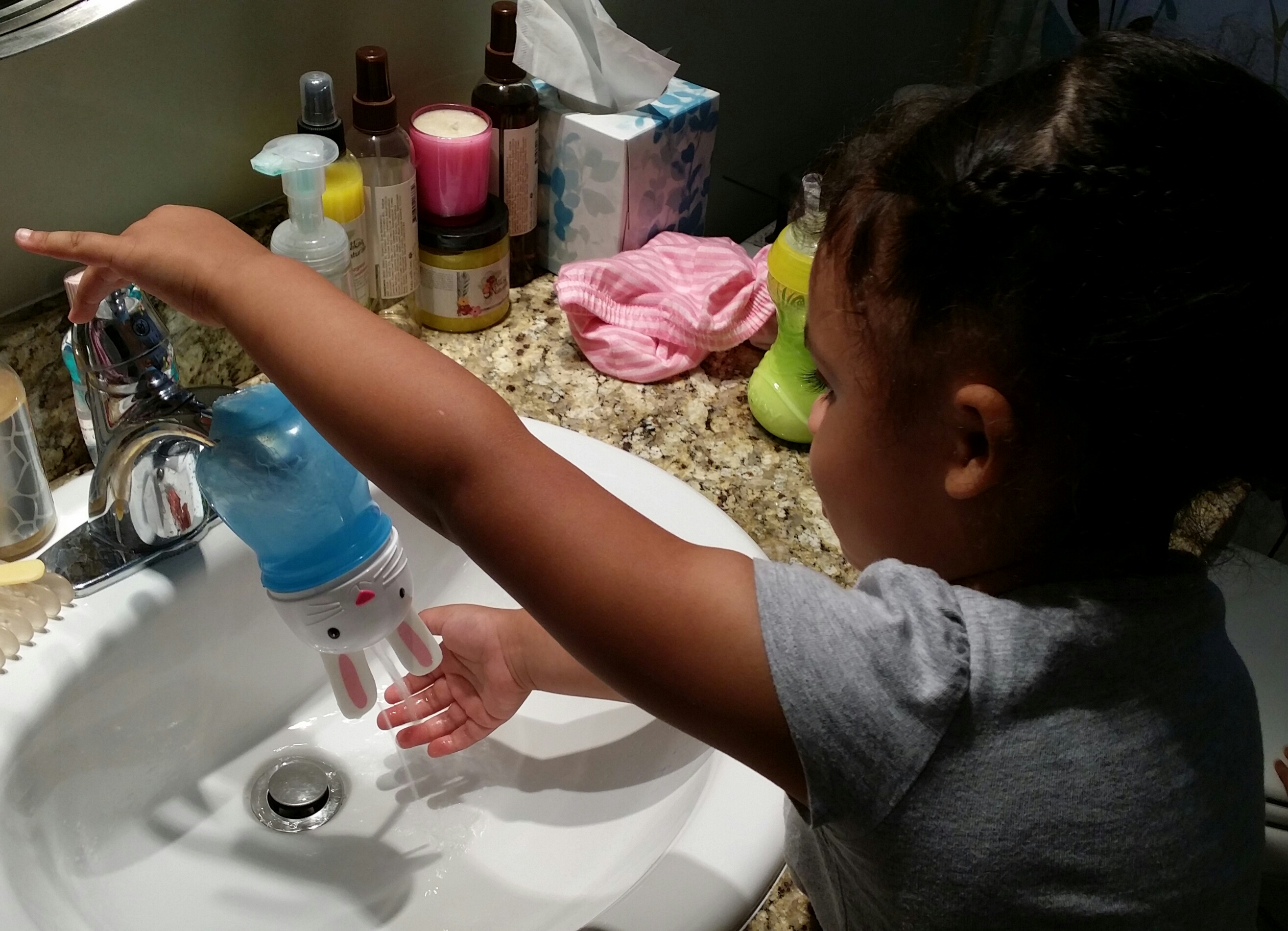 Dad Hack: Toddler hand-washing plus broken sippy cup equals genius
