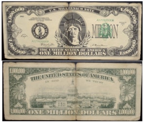 Choose Quantity from 1 to 1000 s Miss Liberty One Million Dollar Novelty Bill