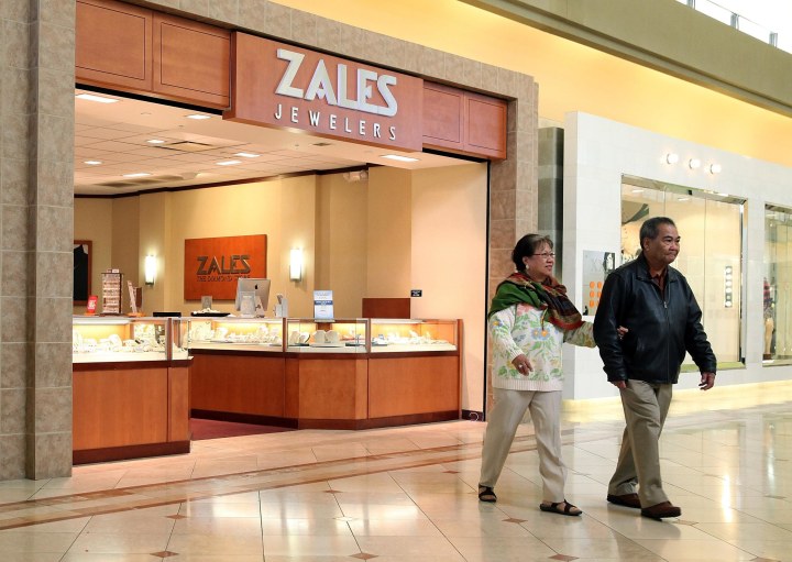 Customers leave a Zales Jewelers store at the Serramonte Mall on Feb ...