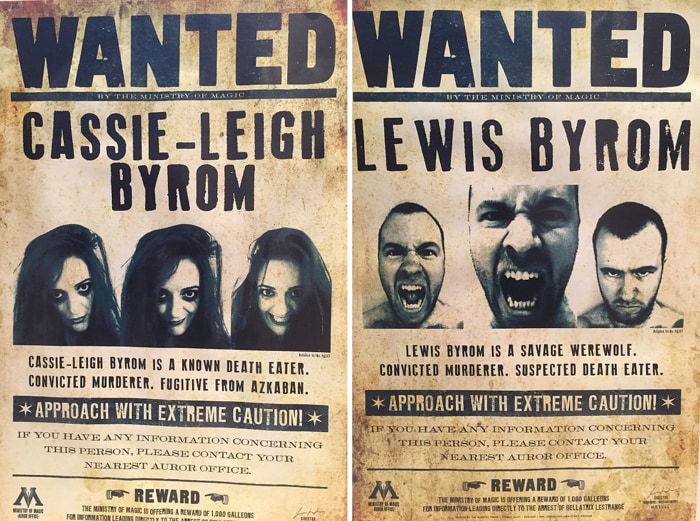 Harry Potter themed wedding "Wanted" posters