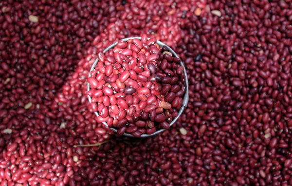 This file photo taken on October 07, 2010 shows beans for sale at a market in Tegucigalpa.
