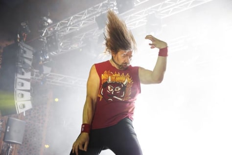 Eric "Mean Melin" Melin of the U.S. performs during the 2013 Air Guitar World Championships in Oulu