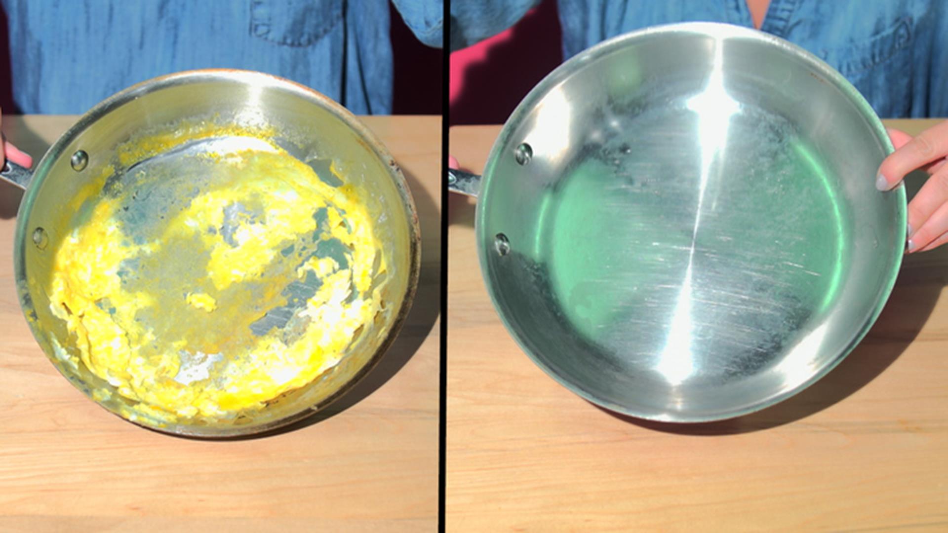 A simple cleaning hack for impossible-to-scrub pans