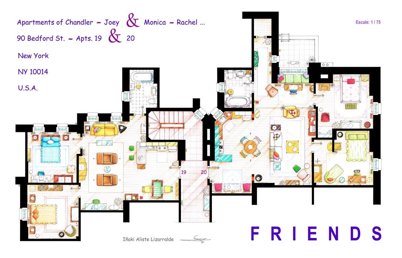 Artist draws beautiful floor plans of famous TV show homes