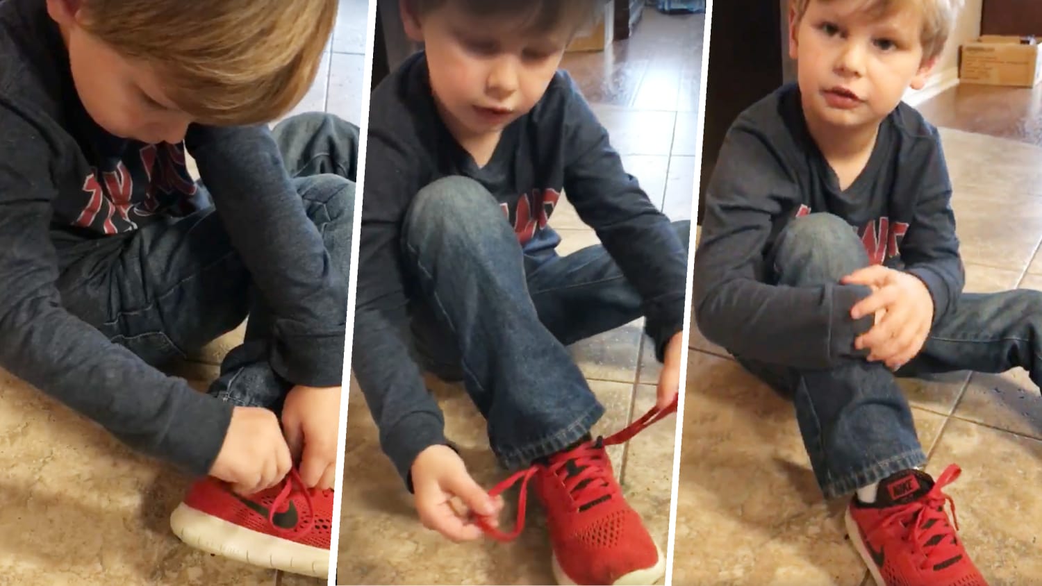 5-year-old boy shows shoe-tying hack in 