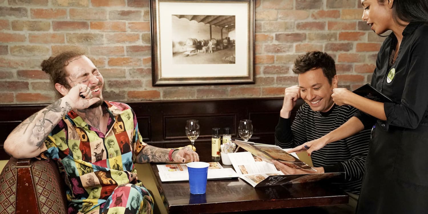 Jimmy Fallon Visits Olive Garden For First Time With Post Malone