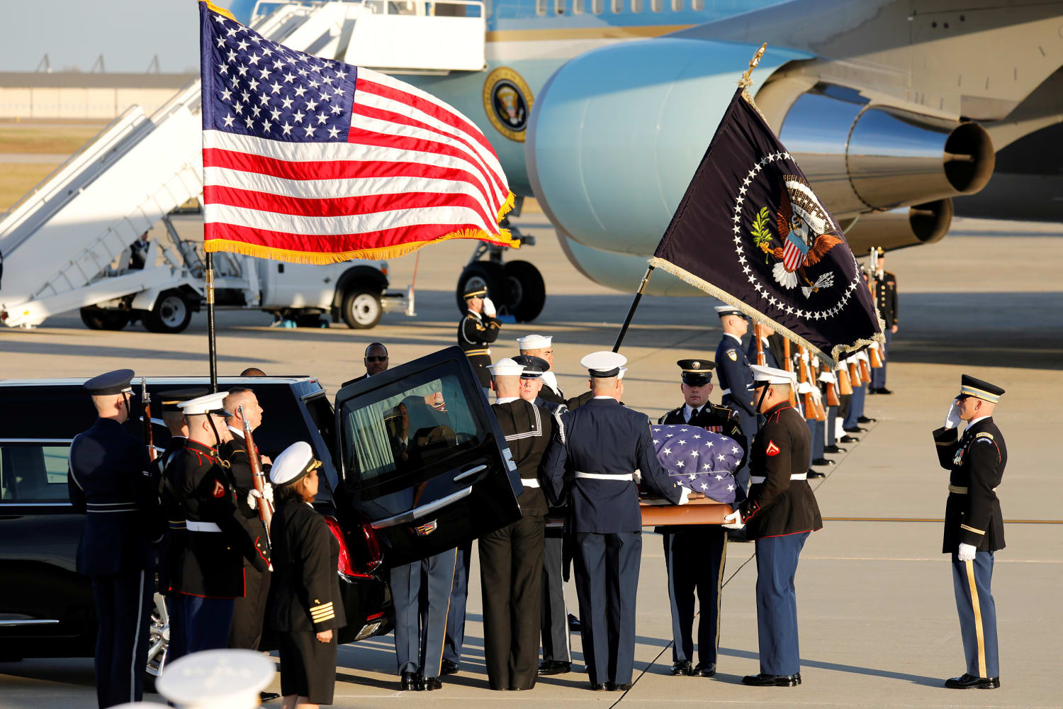 Image result for George H W Bush's casket arrives Washington DC