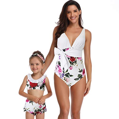 Yaffi Mommy and Me Matching Swimsuit Mother Daughter Bathing Suit One Piece Ruffles Monokini Beach Wear