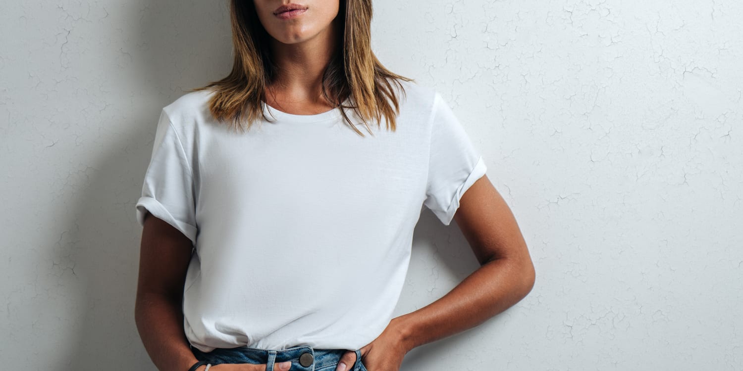 white v neck shirt outfits women's online