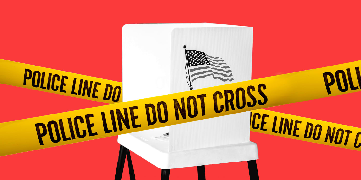 An illustration of a poll covered with police tape