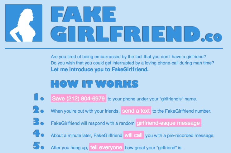For a fun time (and a fake girlfriend), text this number - TODAY.com