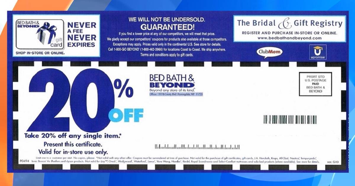 bed bath and beyond 20 off coupon