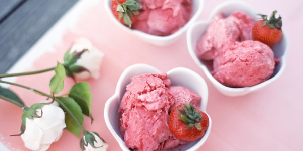 Almost-Instant Strawberry Soft Serve Ice Cream