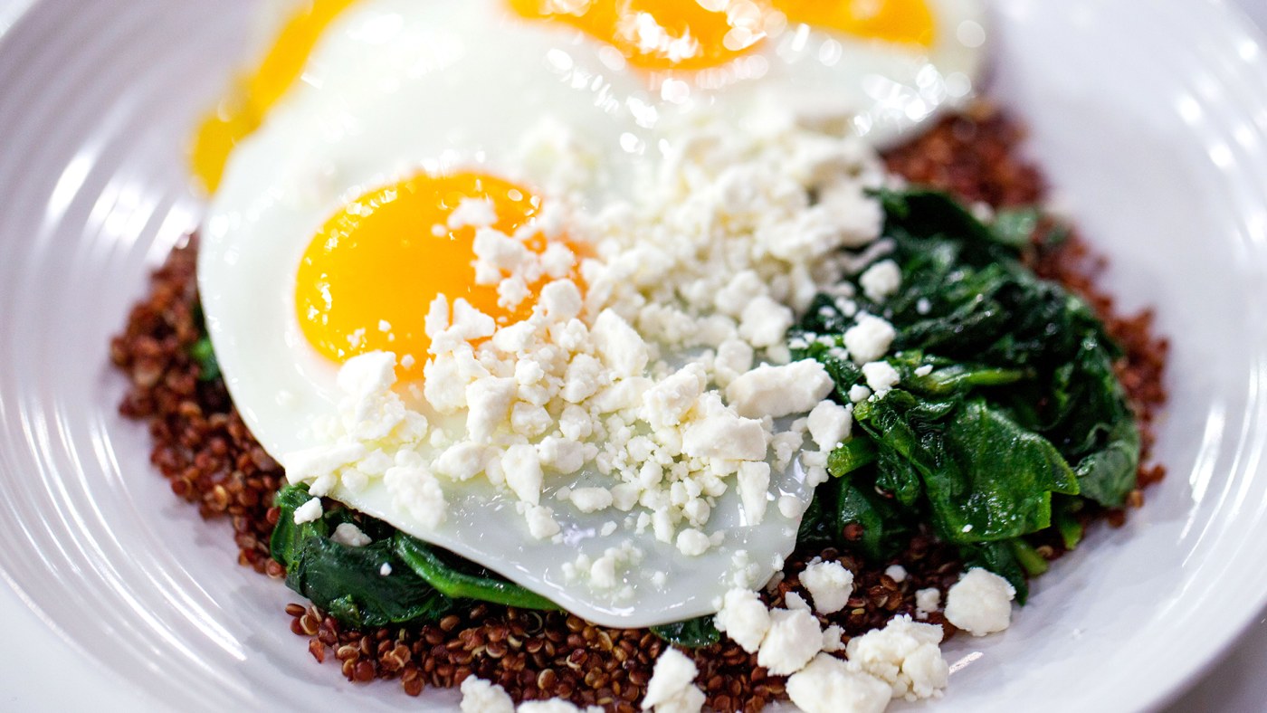 Egg, Spinach, Quinoa and Feta Power Breakfast