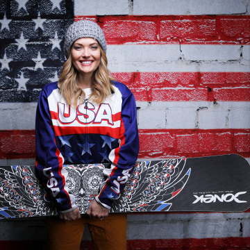 Image: Paralympic snowboarder Amy Purdy poses for a portrait at the U.S. Olympic Committee Media Summit in Park City, Utah