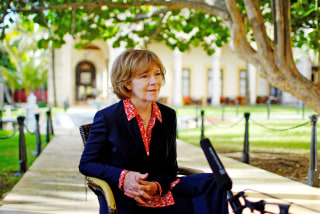 Image: Minnesota Lieutenant Governor Tina Smith speaks during an interview at a Hotel in Havana