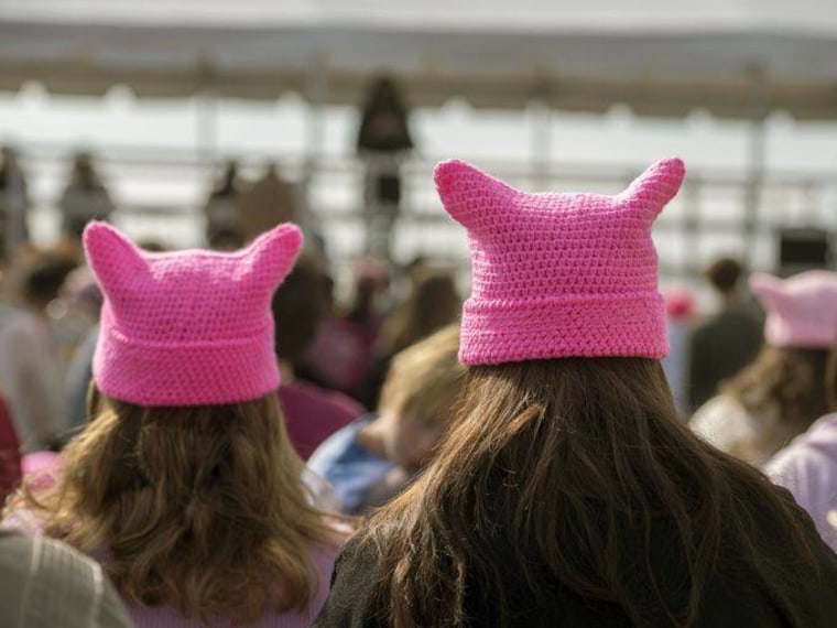 At 2nd Annual Women S March Some Protesters Left Pussy Hats Behind