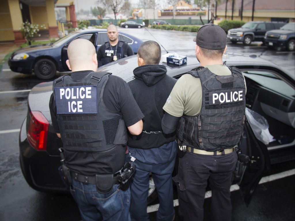 Image: Foreign nationals are arrested during an ICE targeted enforcement operation