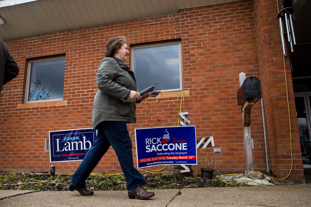 Image: Democratic Candidate In Pennsylvania's 18th District Conor Lamb Votes In Special Election