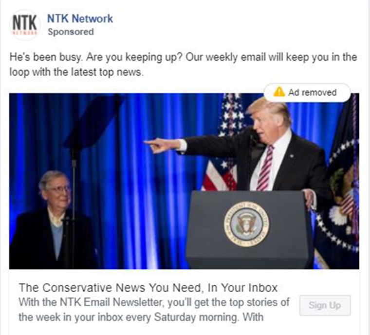 A NTK Network ad on Facebook.