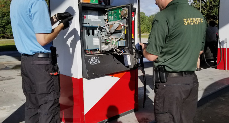 Hernando County Sheriff's Office Detectives along with the members of the Department of Agriculture performed a full sweep of Hernando County's gas station fuel pumps for credit card skimmers, collecting a total of two skimmers located during the sweep which are being processed as part of the investigation.