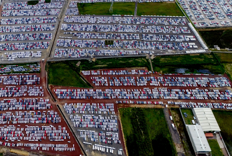 Image: Cars at the Volkswagen plan t in Puebla, Mexico, on Aug. 4, 2018.