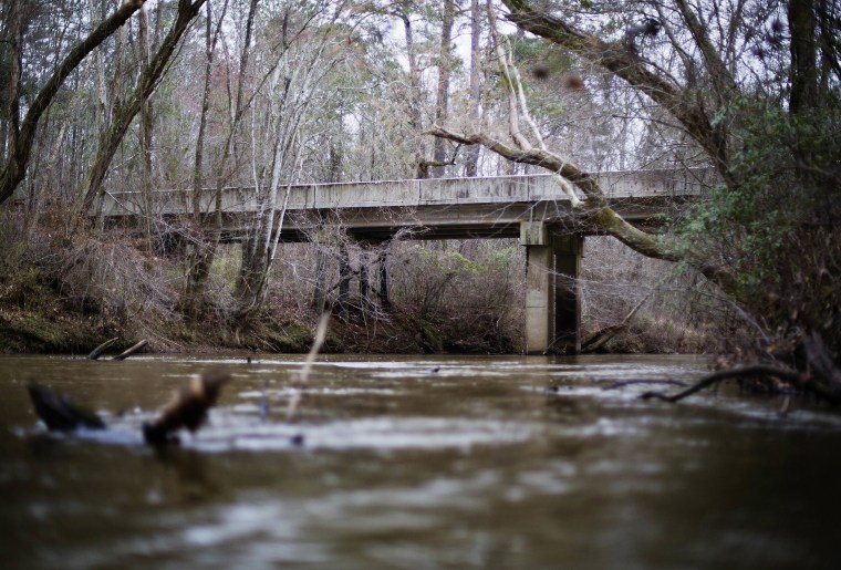 Image: A bridge that spans the Apalachee River at Moore's Ford Road where in 1946 two young black couples were stopped by a white mob who dragged them to the riverbank and shot them multiple times