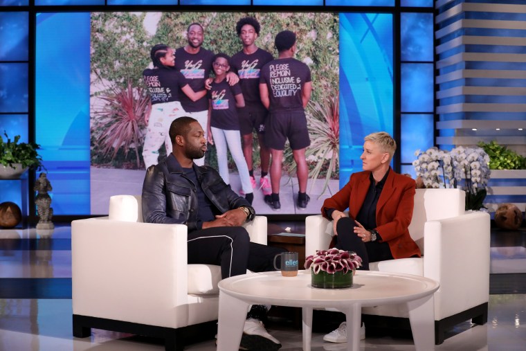Dwyane Wade talks with host Ellen DeGeneres.