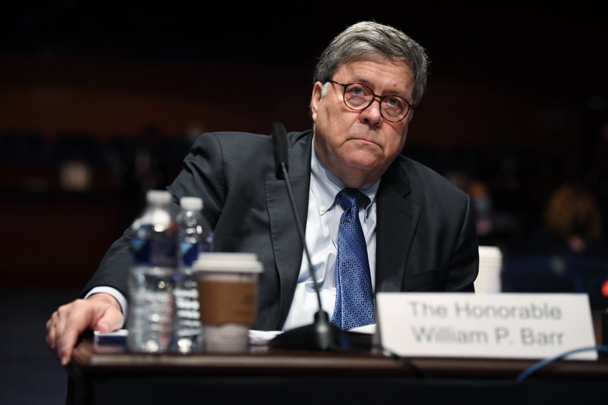 ttorney General William Barr appears before the House Oversight Committee on Capitol Hill in Washington, on July 28, 2020