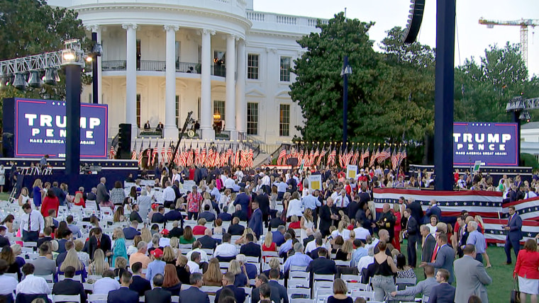 The crowded scene on the White House's South Lawn for Trump's speech
