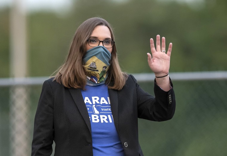 Image: Transgender activist Sarah McBride, who hopes to win a seat in the Delaware Senate, campaigns at the Claymont Boys & Girls Club in Claymont, Del
