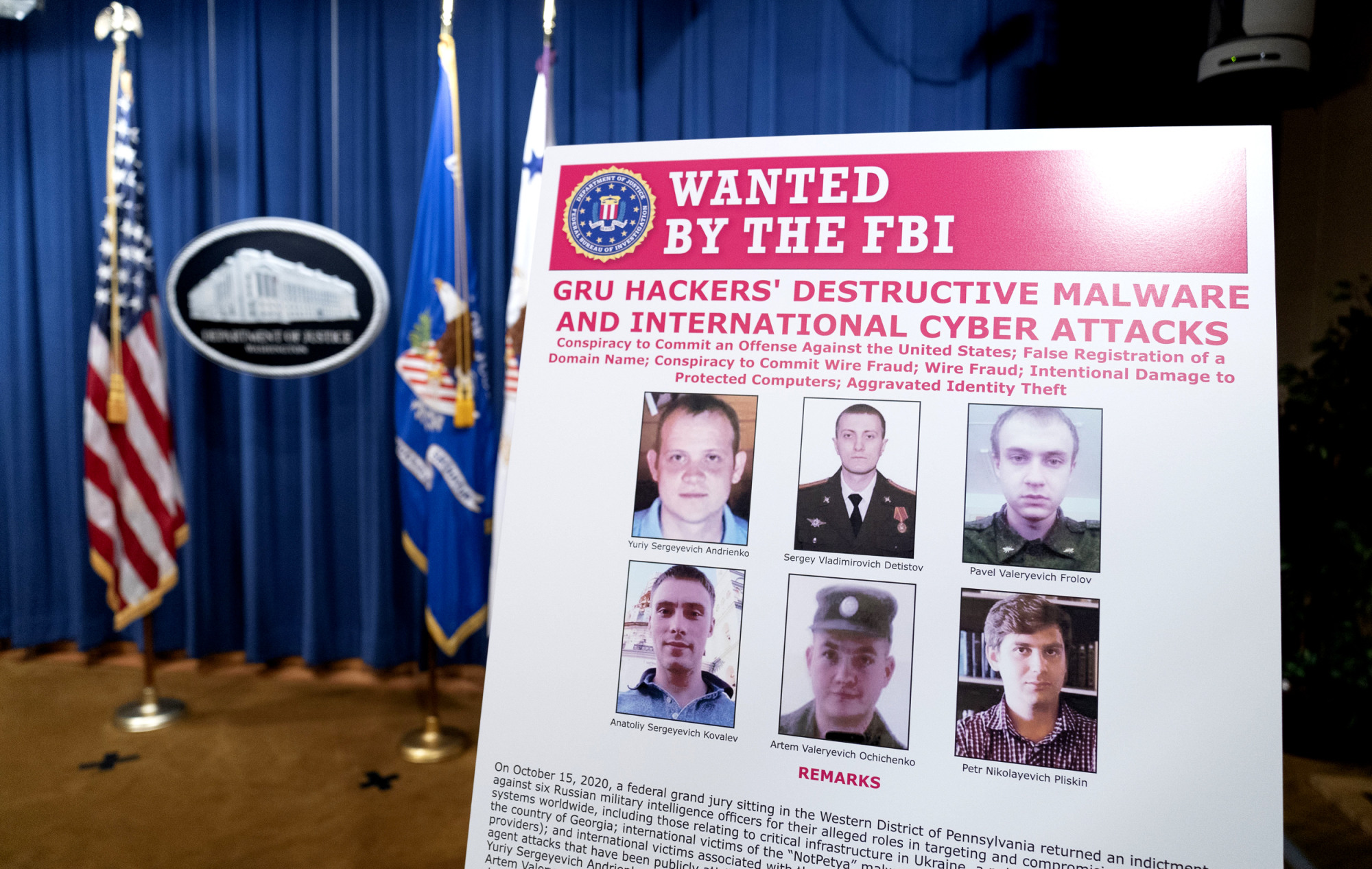 U.S. Charges Six Russian Military Officers With Hacking American Companies, 2018 Olympics, and Foreign Countries