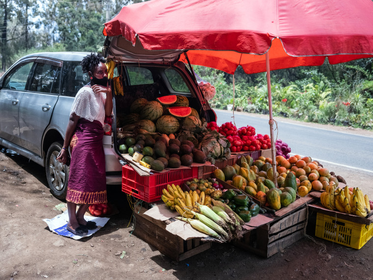 Image: Vegetables sold from a car in Kenya