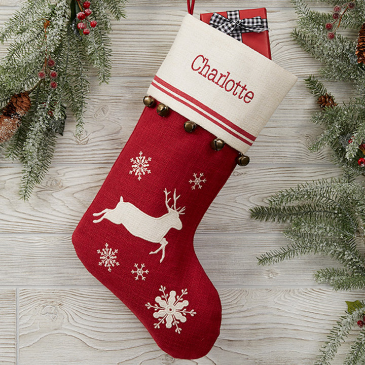 personalized stocking custom Xmas stockings Red Snowflakes Deer Christmas stocking novelty stocking unique stocking custom stocking