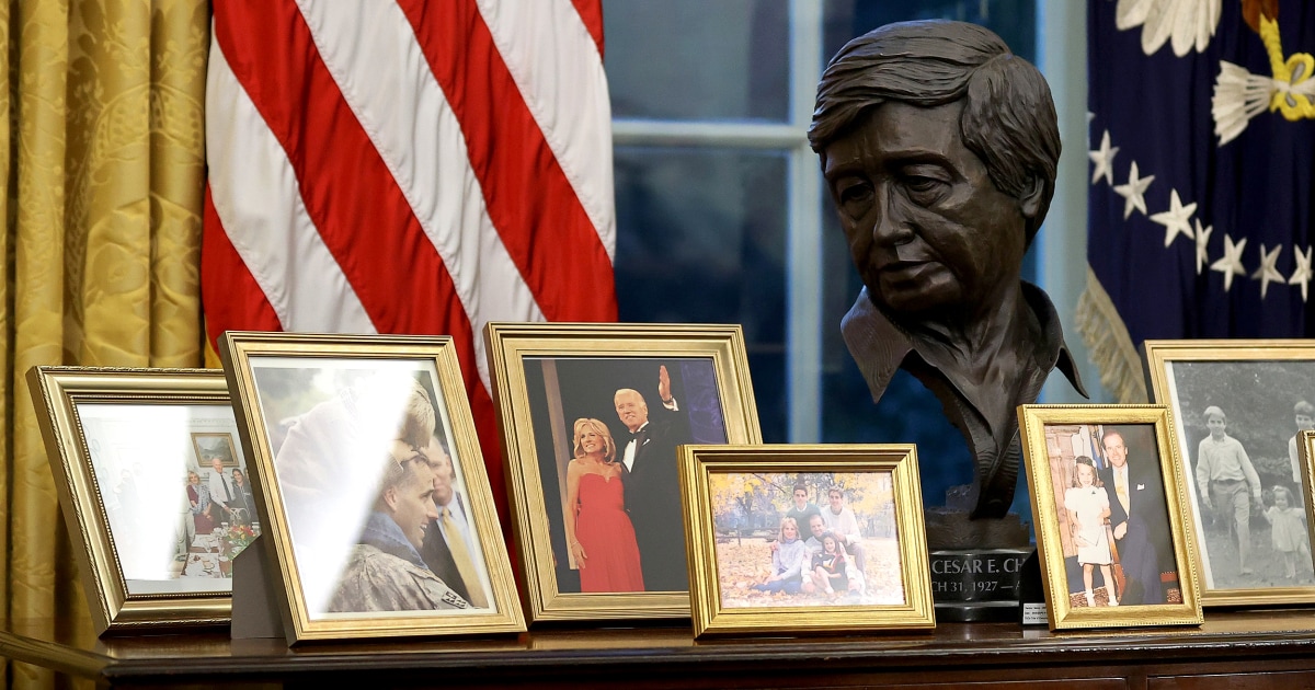 Civil rights bust icon behind President Joe Biden arouses enthusiasm