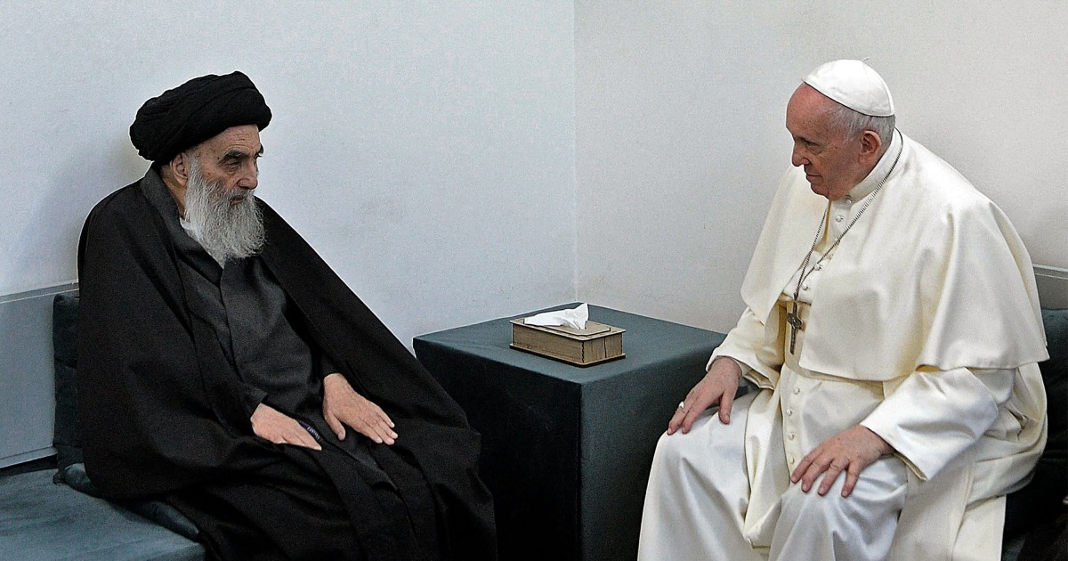 Pope Francis holds historic meeting with Shiite clergy in Iraq, visits Abraham’s birthplace