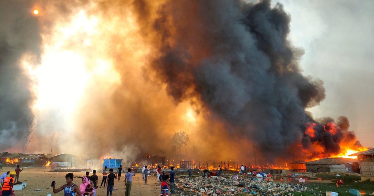The video shows the massive fire washing through the Rohingya camp in Bangladesh