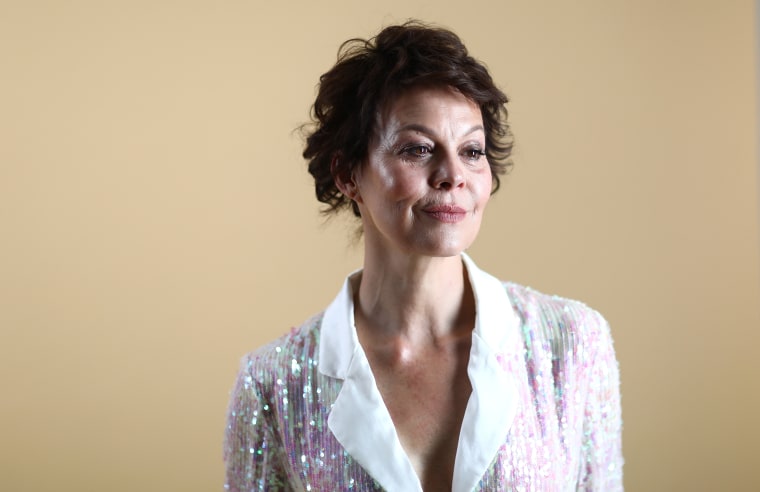 Helen McCrory backstage ahead of the Temperley London show during London Fashion Week on Sept. 15, 2018 in London.